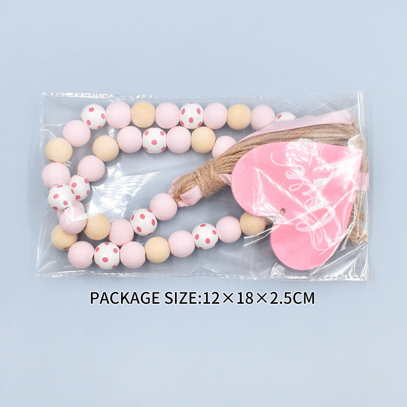 Wholesale 10PCS Valentine’s Day DIY Pink Love Hemp Rope Tassel Beads